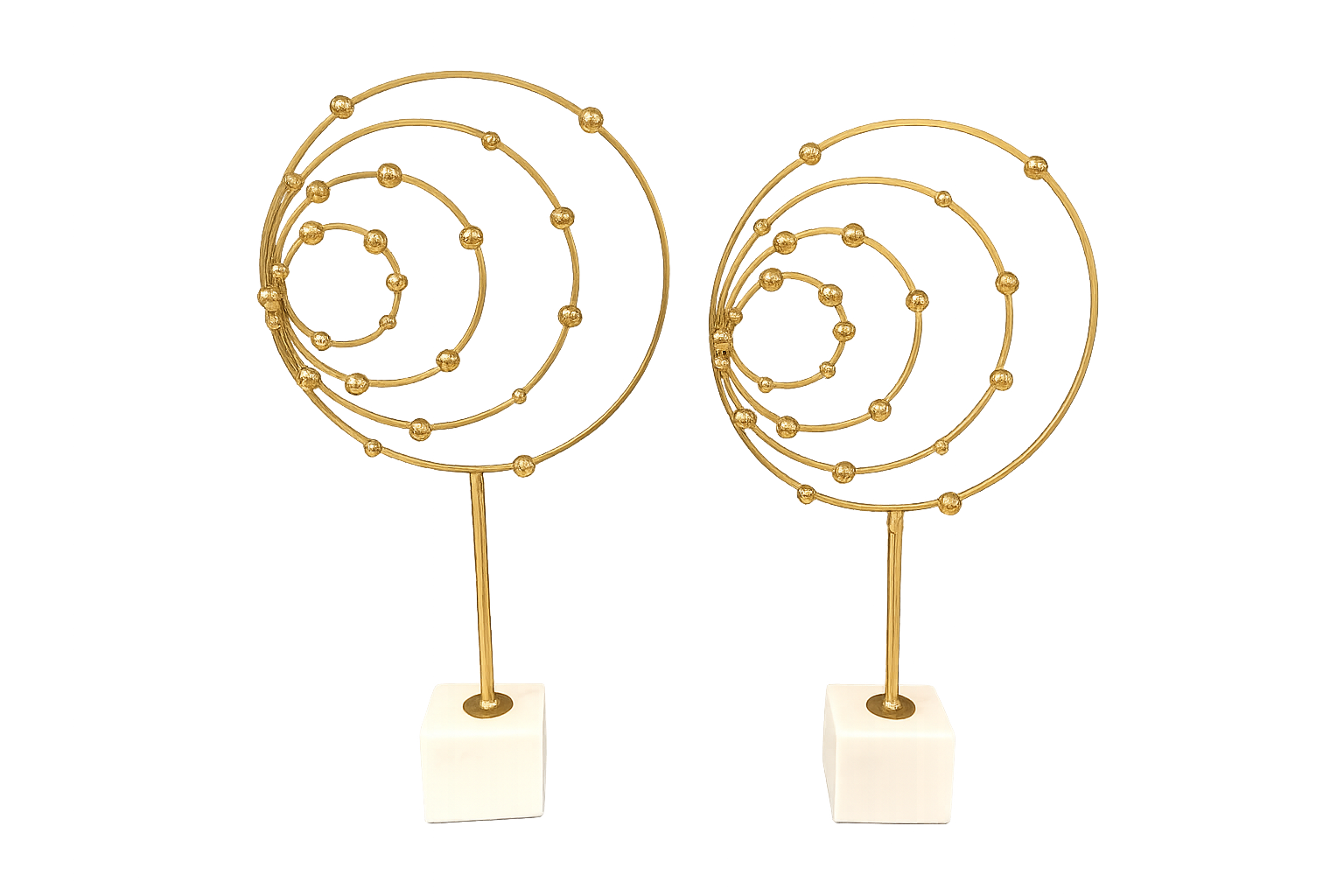Golden Spiral Sculpture on Marble Base
