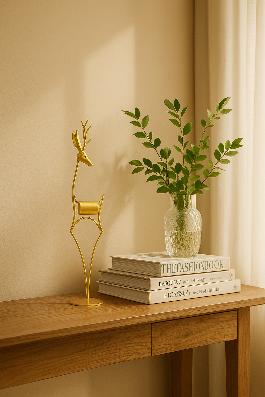 Golden Deer Sculpture - a set of two pieces