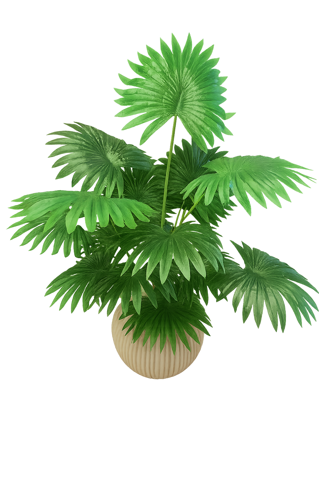 Artificial Decorative Fan Palm Plant in White Pot