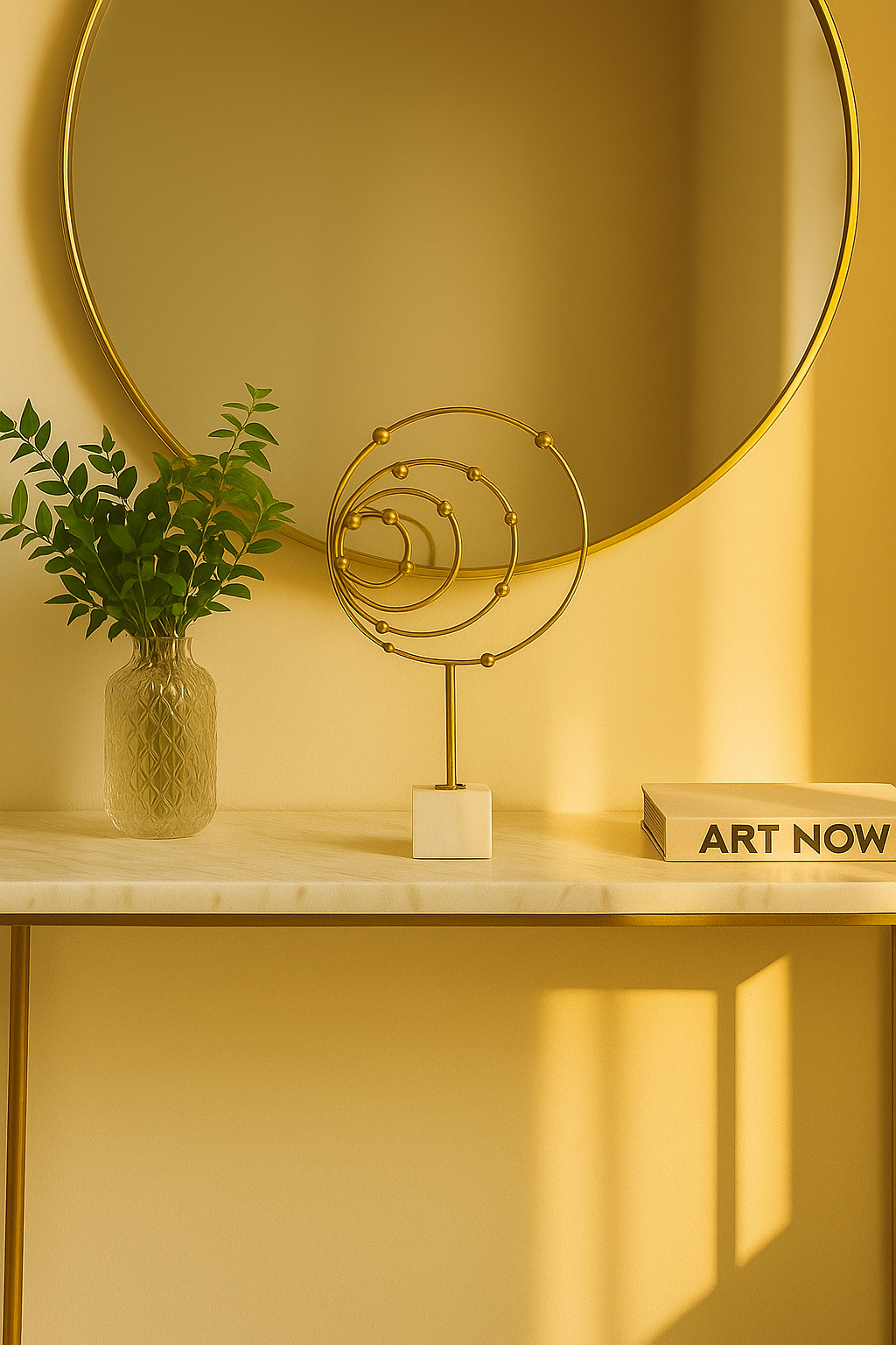 Golden Spiral Sculpture on Marble Base