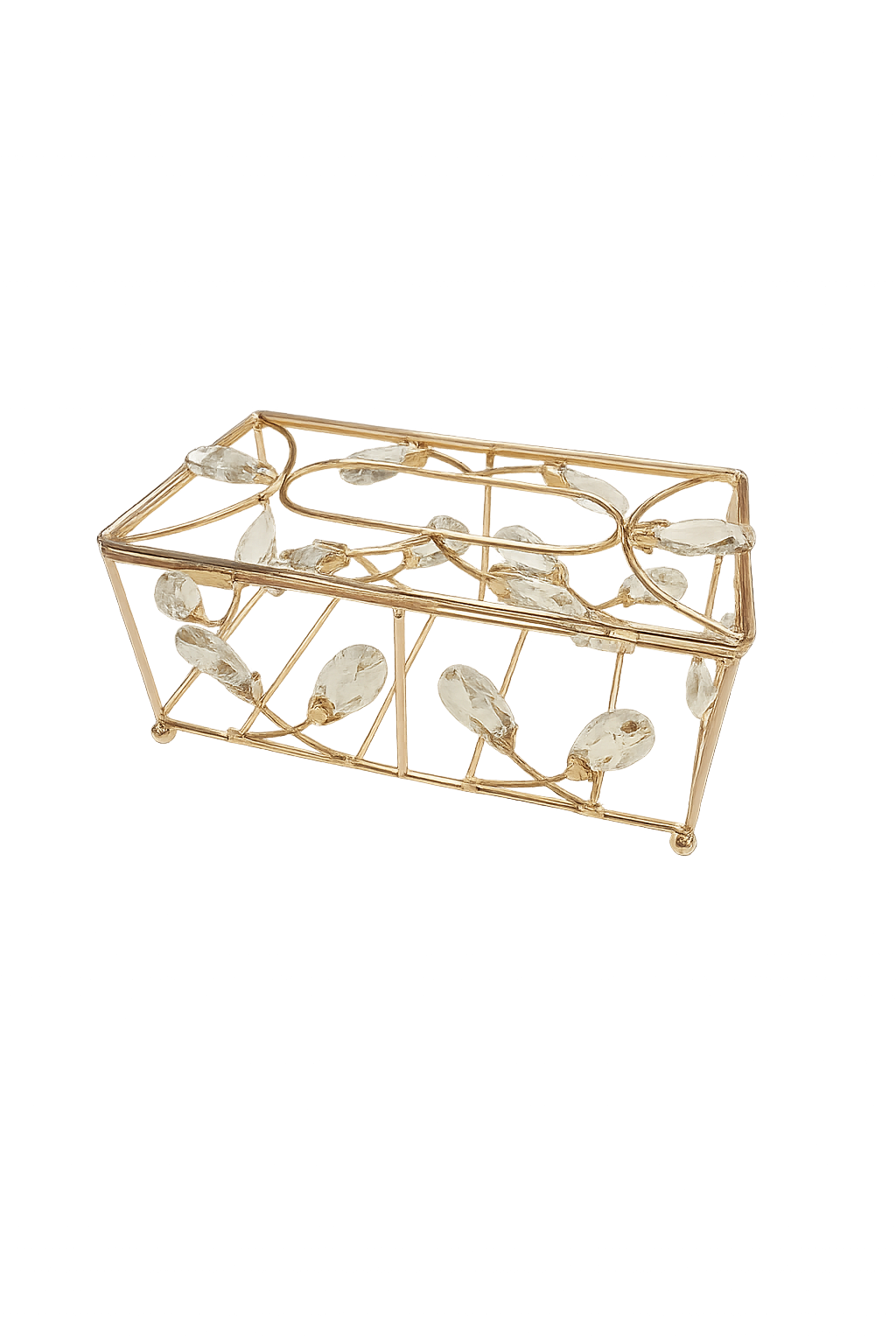 Crystal-Embellished Golden Tissue Box