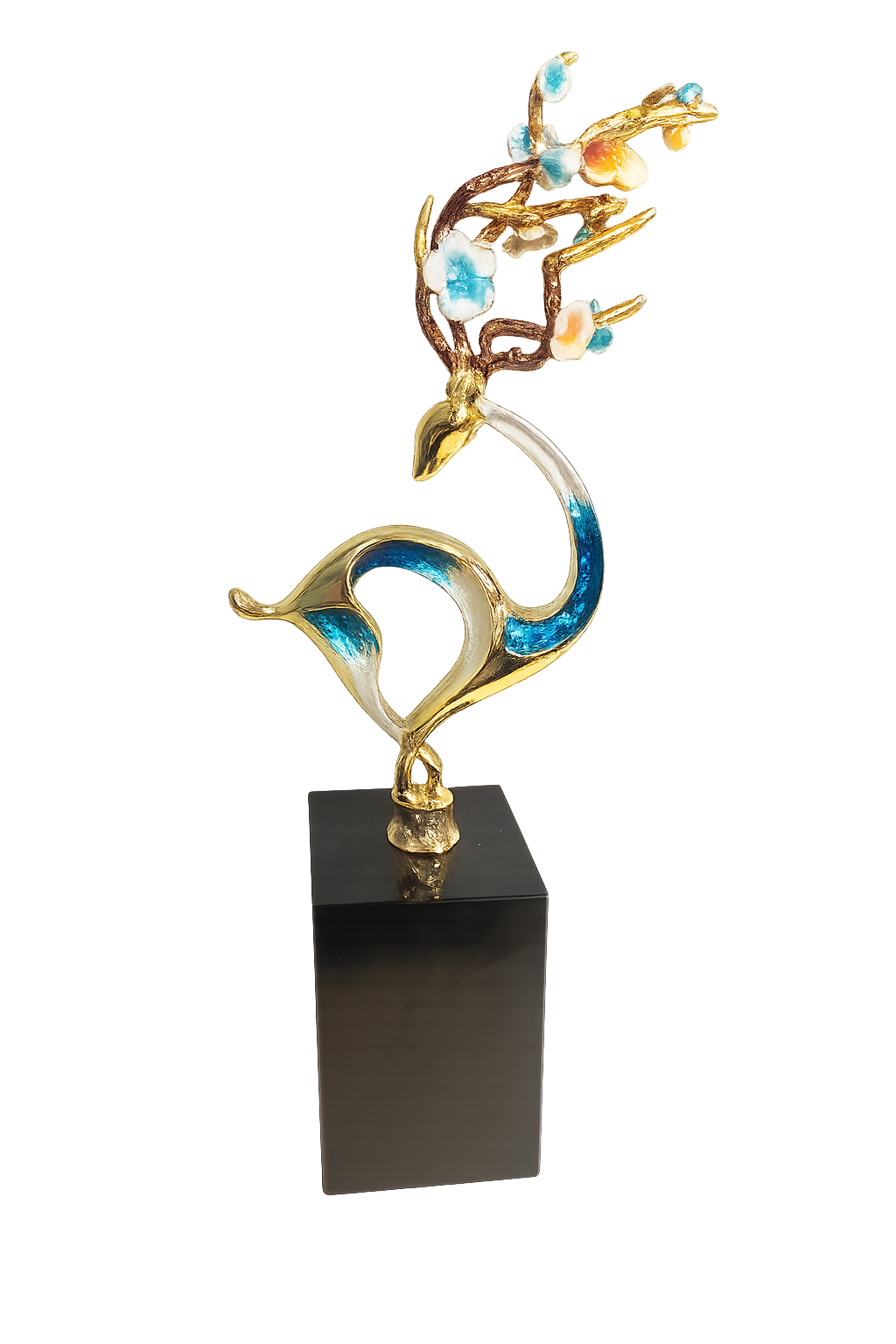 Elegant Crystal Deer Sculpture with Marble Base
