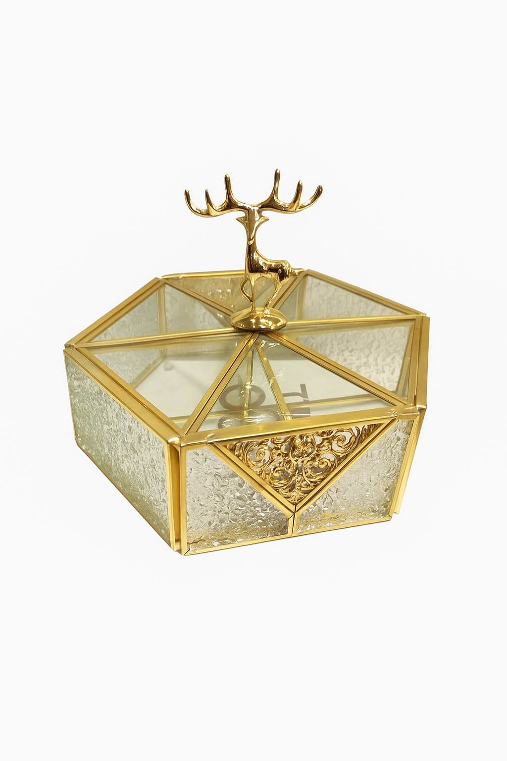 Golden Deer Glass Jewelry Box