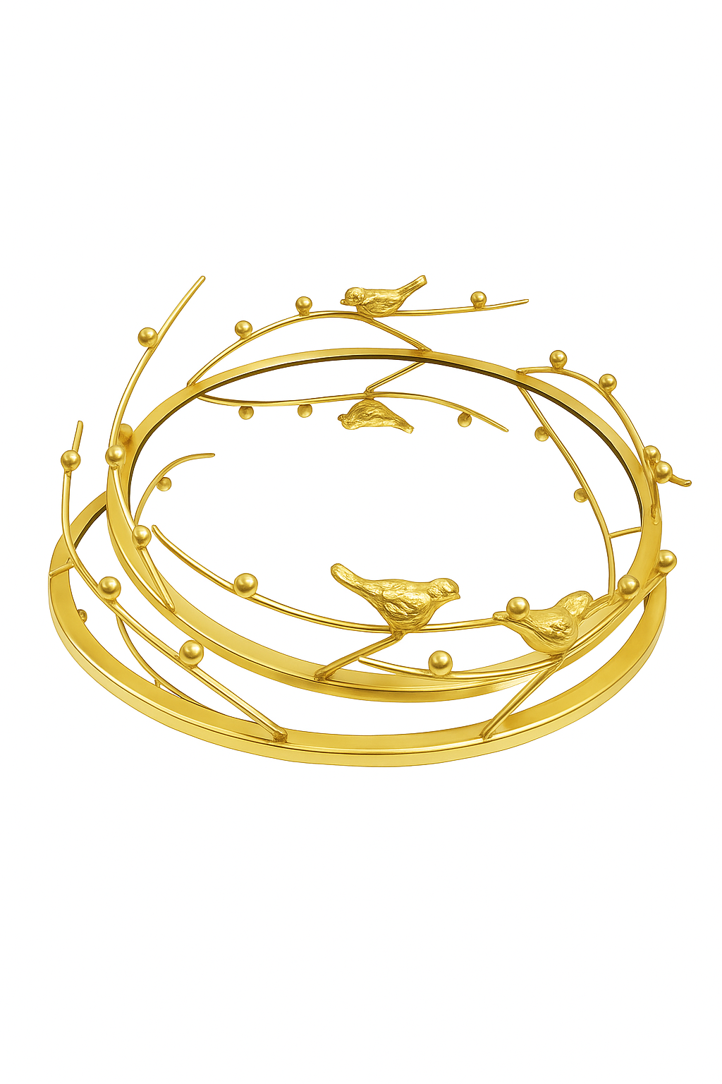 Golden Birds Decorative Tray (Set of 2)