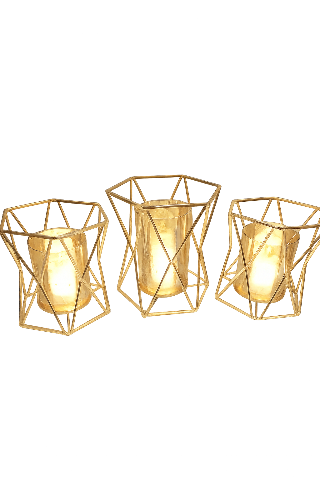 Golden Geometry Candle Holders (Set of 3)