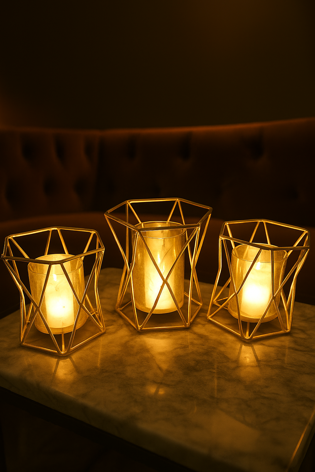 Golden Geometry Candle Holders (Set of 3)