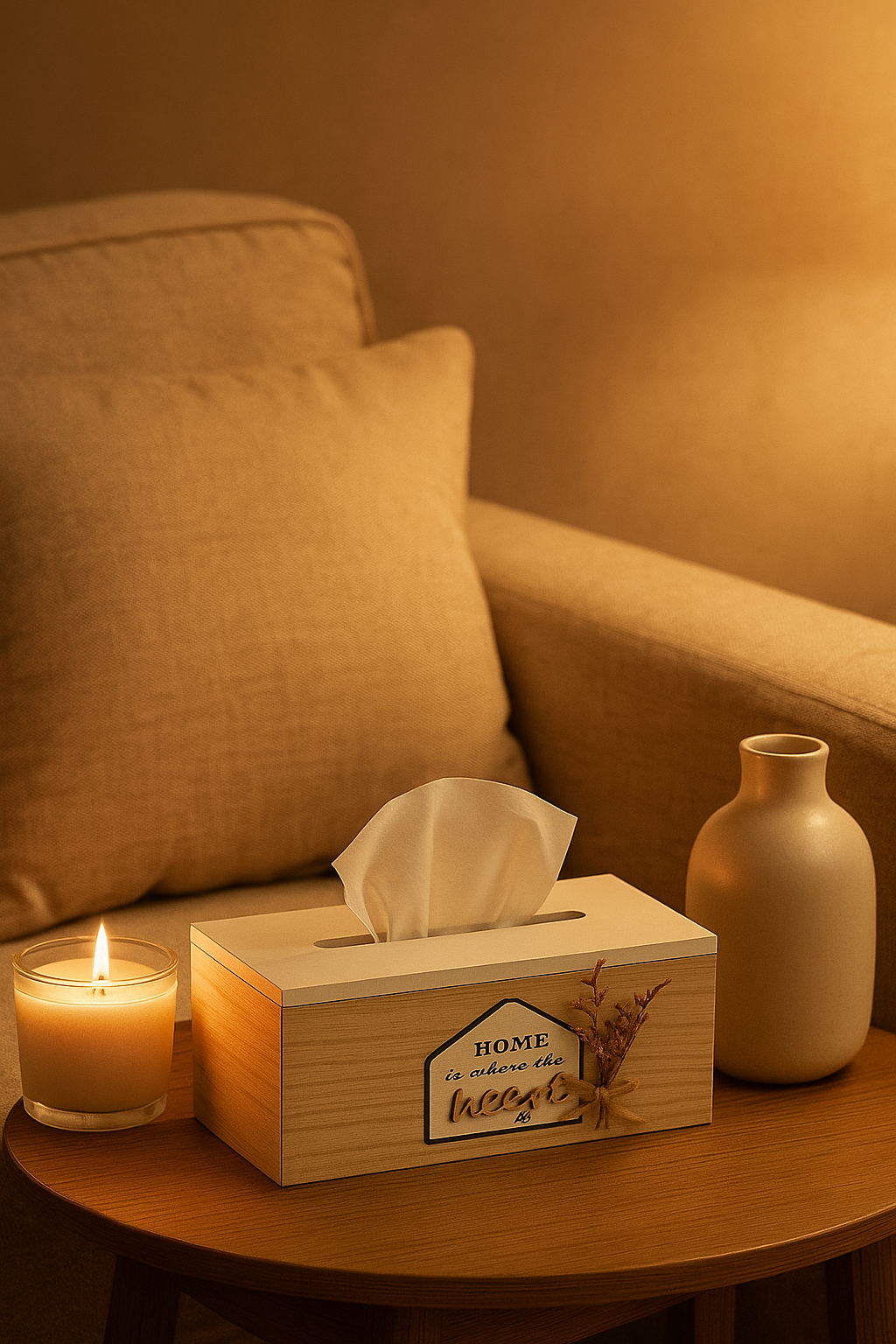 Home Is Where the Heart Is Wooden Tissue Box