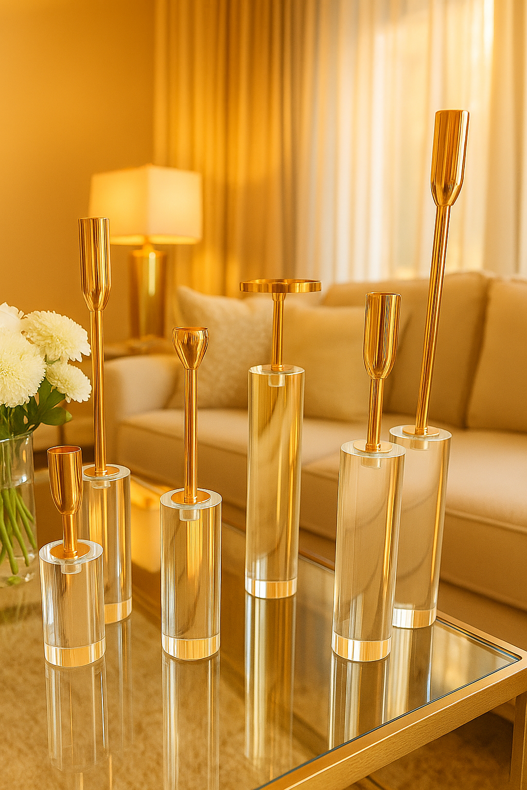 Aurora Crystal Candle Holder Set (6 Pieces)