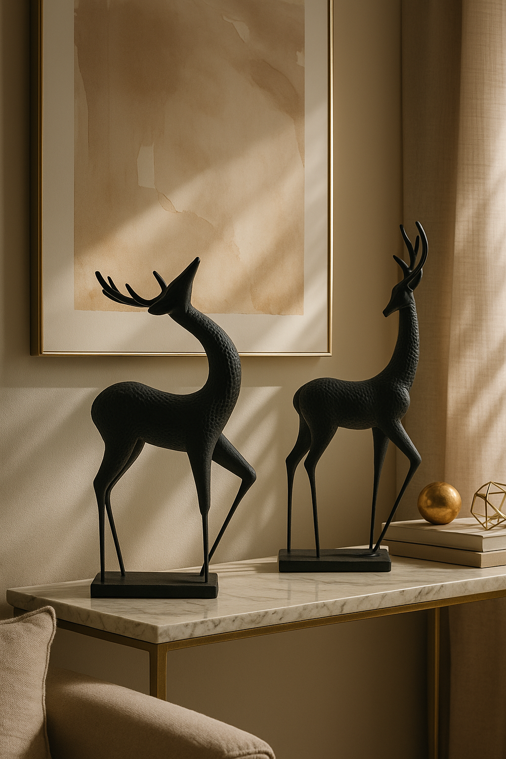 Midnight Elegance Deer Sculptures (Set of 2)