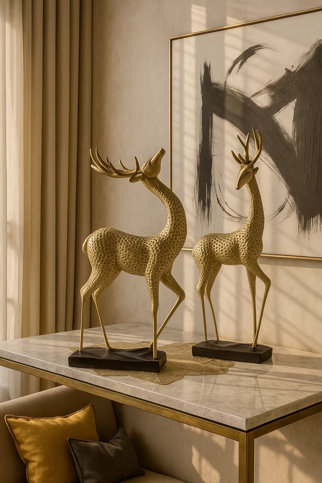 Midnight Elegance Deer Sculptures (Set of 2)