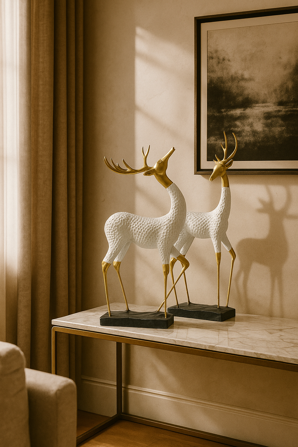 Midnight Elegance Deer Sculptures (Set of 2)