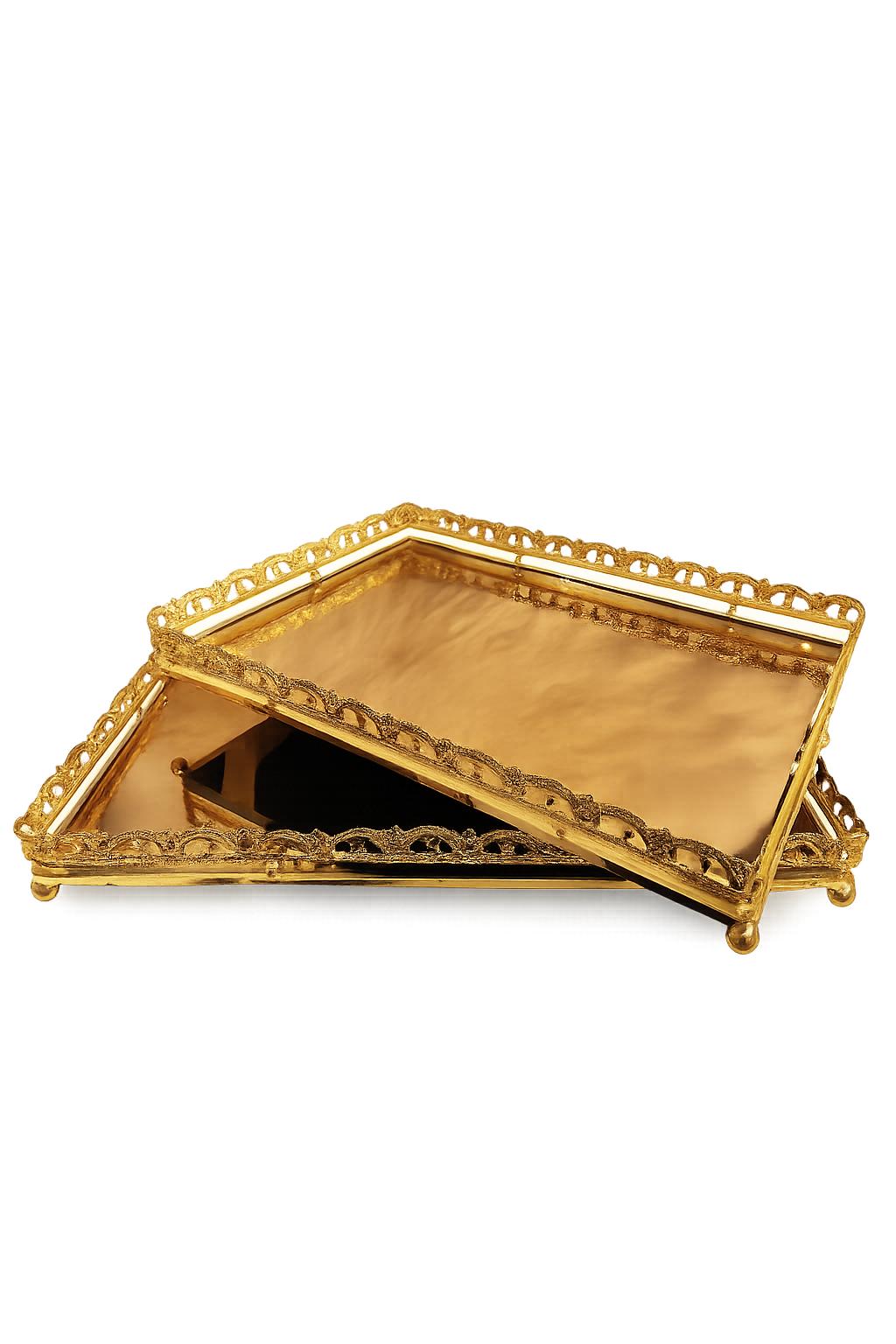 Regal Reflection Gold Tray Set (2 Pieces)