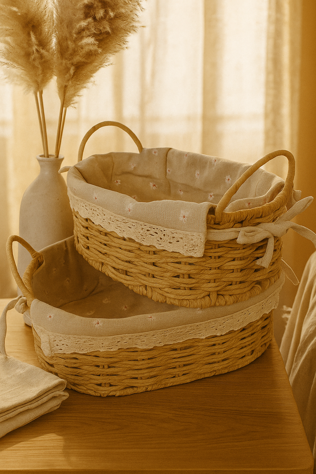 Rustic Charm Woven Basket Set (2 Pieces)