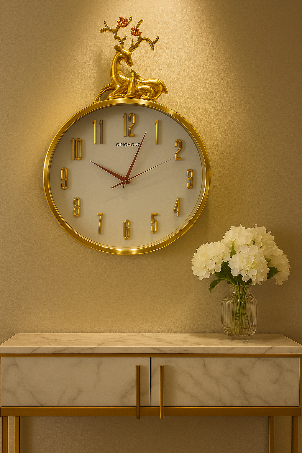 Majestic Stag Wall Clock – Black & Gold Edition