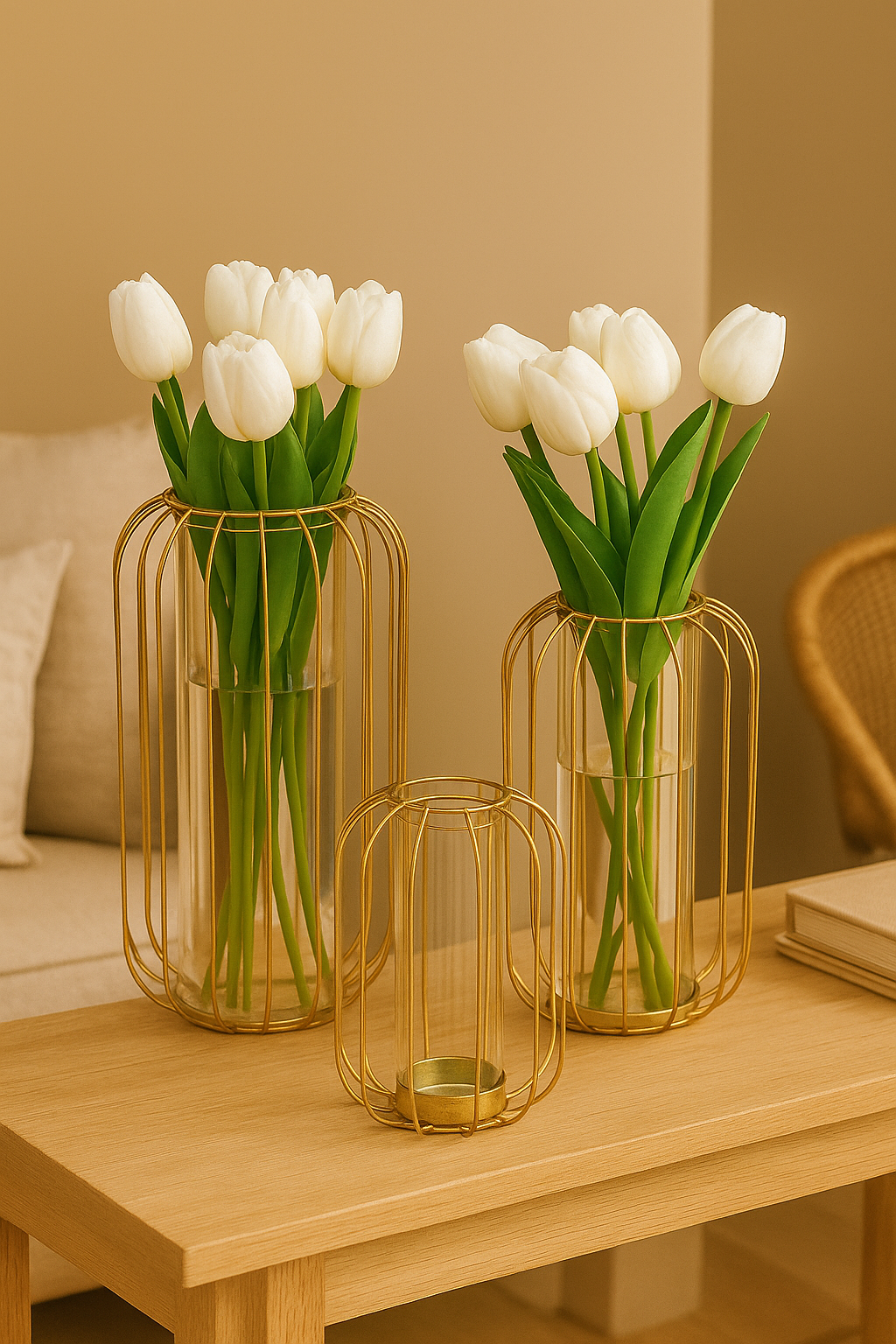 Golden Cage Tulip Vase Set