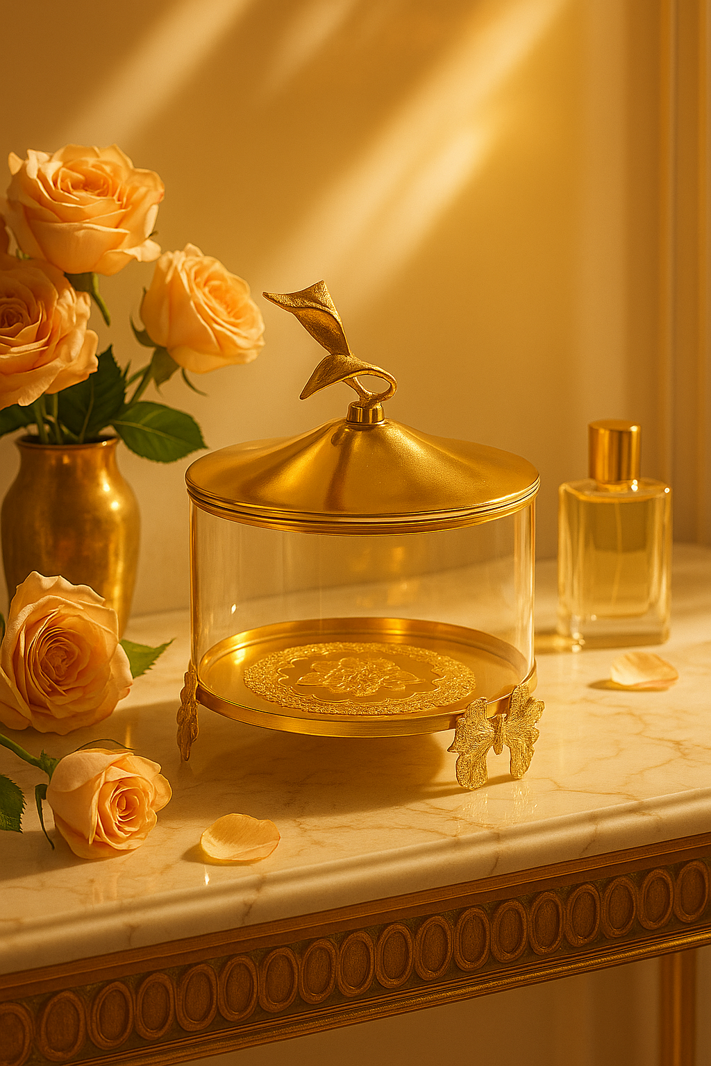 Golden Butterfly Glass Jar
