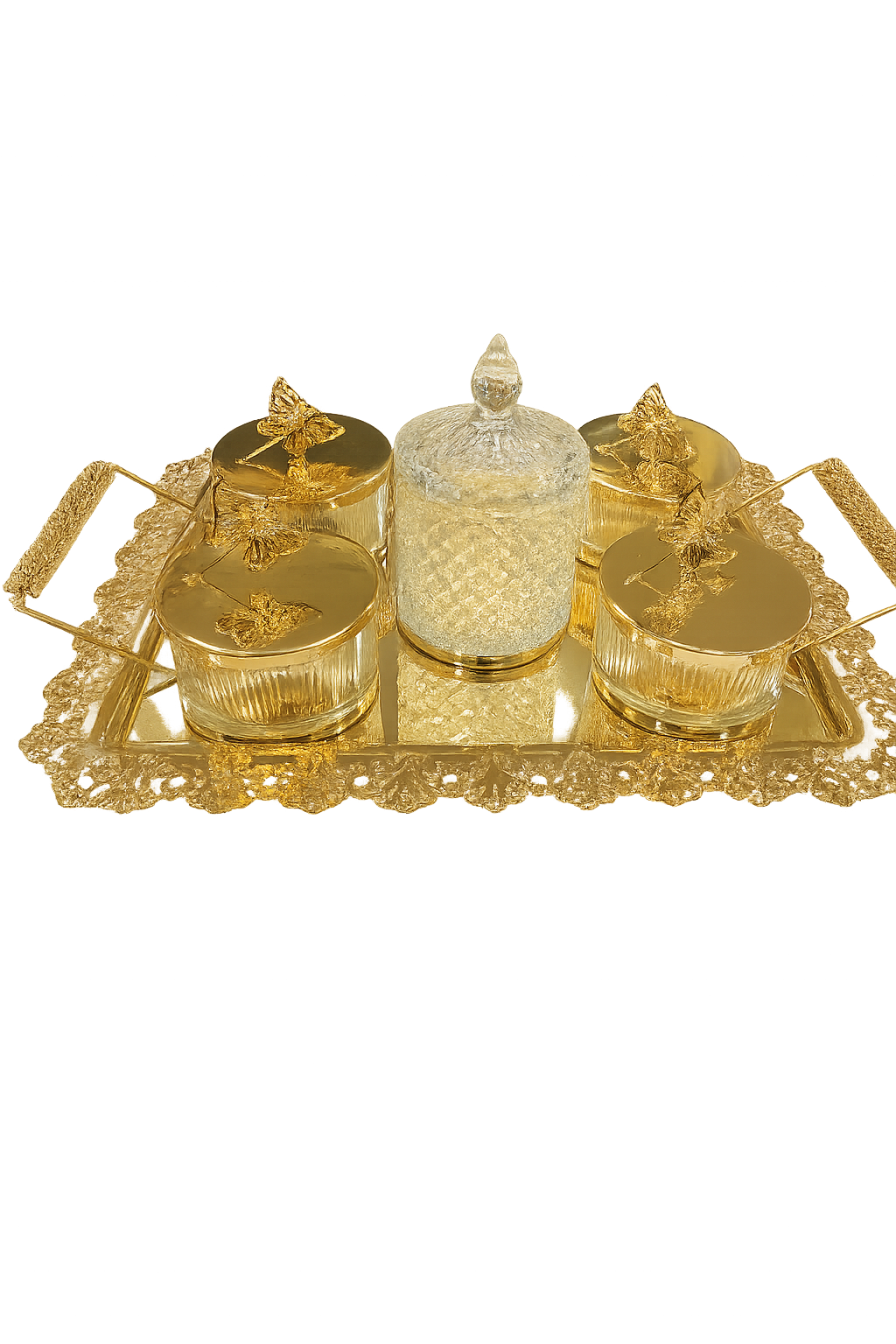 Golden Butterfly Crystal Jar Set