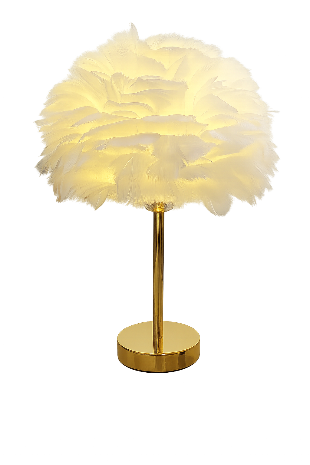 Feather Table Lamp with Gold Base