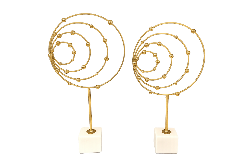 Golden Spiral Sculpture on Marble Base