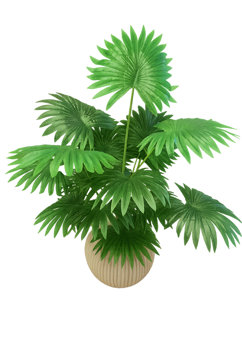 Artificial Decorative Fan Palm Plant in White Pot