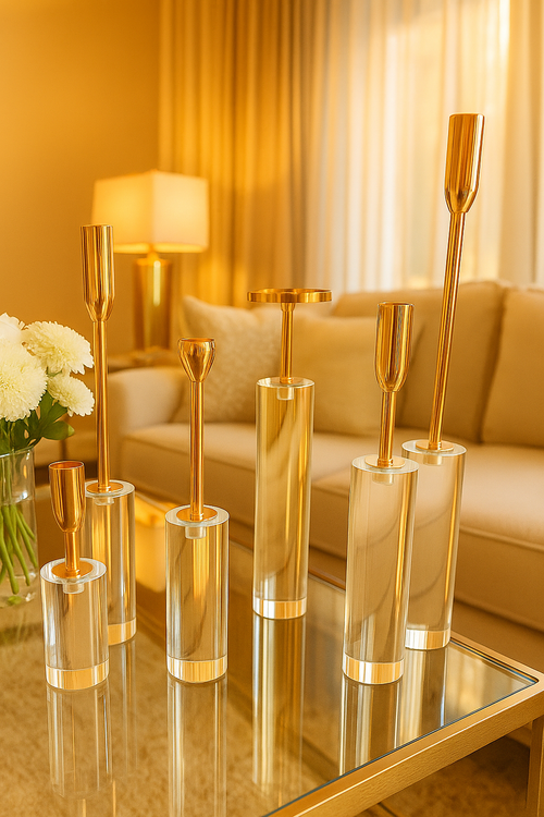 Aurora Crystal Candle Holder Set (6 Pieces)