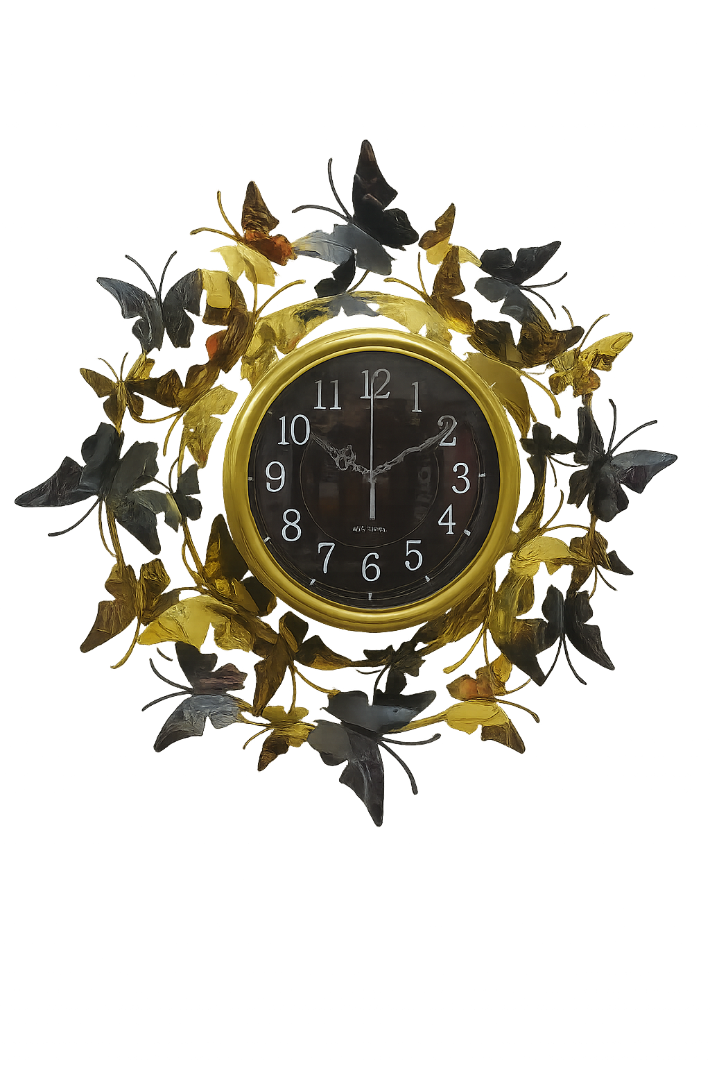 Golden Butterfly Whirl Wall Clock