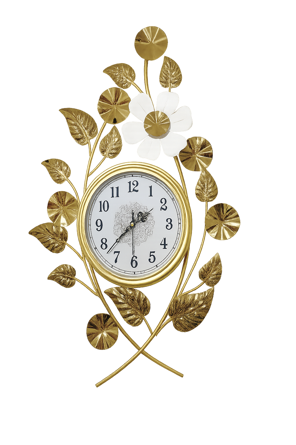Golden Blossom Wall Clock
