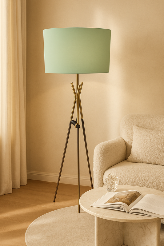 Premium Stainless Steel Tripod Floor Lamp with Removable Shade