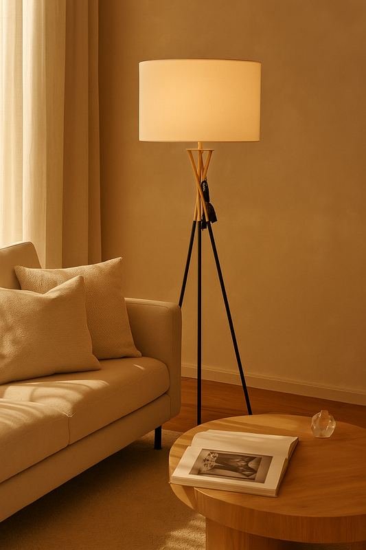 Luxury Tripod Floor Lamp with Artistic Sculpted Base